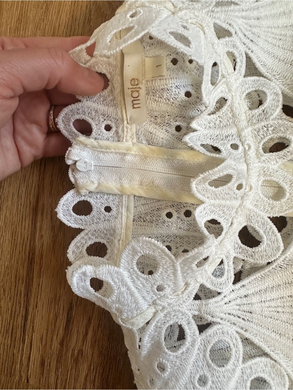 MAJE 🤍 Cropped White Eyelet Lace Two-Piece Set with Skirt size 6 - Picture 9 of 15